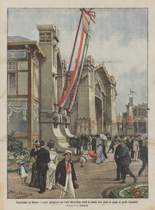 Milan Exposition, dekoratif sanat için yeni pavyonlar bir aydan daha kısa bir sürede mi dikildi? by Achille Beltrame