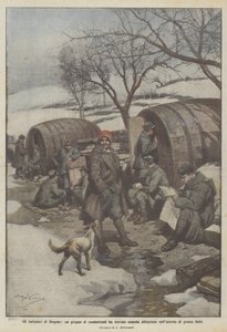 Bir grup savaşçı olan Diogenes'in taklitçileri, büyük varillerin içinde rahat bir yuva buldular. by Achille Beltrame