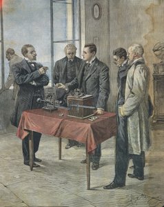 Guglielmo Marconi, İngiliz Kanalı boyunca kablosuz telgrafı test ediyor. Achille Beltrame tarafından İtalyan gazetesi 