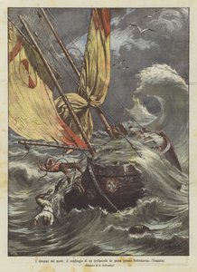 Denizin dramaları, Sottomarina (Venedik) yakınlarında bir balıkçı teknesinin batığı by Achille Beltrame