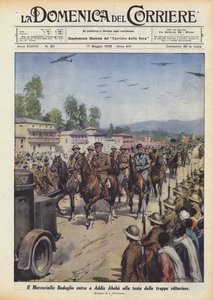 Mareşal Badoglio, muzaffer birliklerin başında Addis Ababa
