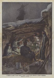 Siperlerin içinde savaşta olan askerlerin Noel