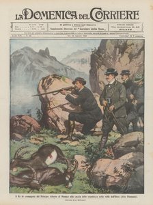 Kral, Monako Prensi Albert ile Orco vadisinde (Yukarı Piedmont) dağ keçisi avlarken