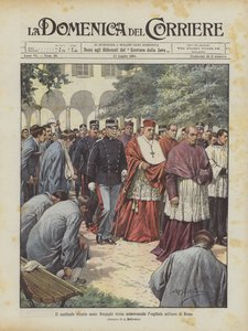 Kardinal Papaz Mons Respighi ciddiyetle Roma askeri hastanesini ziyaret ediyor