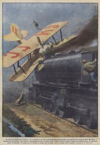 Bir tren ve bir uçak arasındaki ilk çarpışma by Achille Beltrame