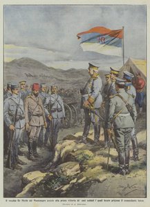 Eski Karadağ Kralı Nicholas, askerlerinin yaptıkları ilk zafere mi tanık oluyor? by Achille Beltrame
