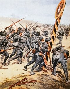 Avusturya sınırını geçen İtalyan askerleri, Achille Beltrame (1871-1945), La Domenica del Corriere