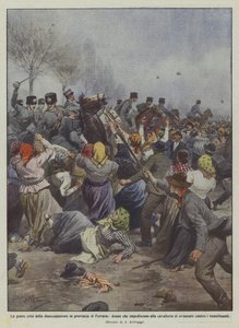 Ferrara eyaletindeki ciddi işsizlik krizi, süvarileri engelleyen kadın mı? by Achille Beltrame