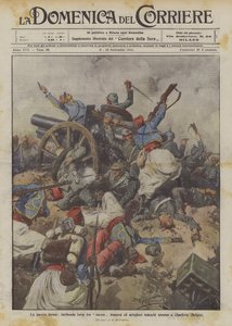 Charleroi (Belçika) çevresinde Fransız Türkler ile Alman topçular arasında amansız bir savaş, şiddetli mücadele by Achille Beltrame