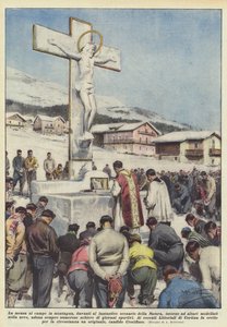 Dağlarda, muhteşem Doğa manzarasının önünde, sunakların etrafında kamp yapmak? by Achille Beltrame