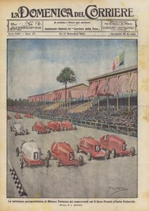 Milano Motor Haftası, İtalyan Vetturette Grand Prix için yarışmacıların ayrılması by Achille Beltrame