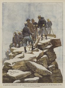 Dağcılığın büyük sınavları, Susa taburunun 36. alp bölüğü zirveye mi ulaşıyor? by Achille Beltrame