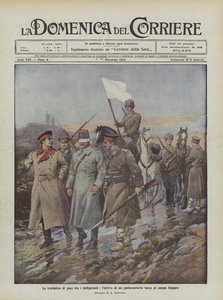 Savaşanlar arasındaki barış görüşmeleri, bir Türk parlamenterin Bulgar kampına gelişi by Achille Beltrame