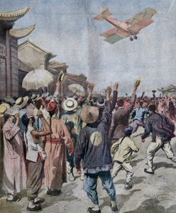 Teğmen Arturo Ferrarin, Roma-Tokyo baskınına katıldı, Şanghay gökyüzünde belirdi, La Domenica del Corriere