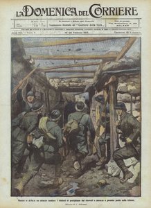 Bir düşman saldırısı yaklaşırken, takviyeler sığınaklardan koşar ve siperlerde yerlerini almak için koşar.