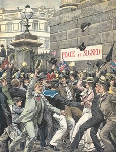 İkinci Boer Savaşı. Londra sokaklarında savaşın sona erdiğinin duyurulması. Antonio Beltrame