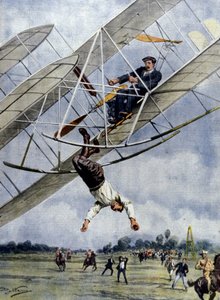 Havanın dramaları: Orville Wright ve Amerikalı teğmen Selfridge, uçaklarıyla otuz metre yükseklikten hızla fırlarlar. Beltrame