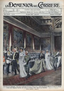 Kraliyet çifti, Victor Emmanuel III (Victor-Emmanuel) (Vittorio Emanuele III) (1869-1947) ve eşi Karadağlı Helene, ardından Prens Humbert (Umberto) II ve Mary Jose (Belçika