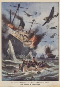 Atlantik'teki savaş (renkli litho) by Achille Beltrame