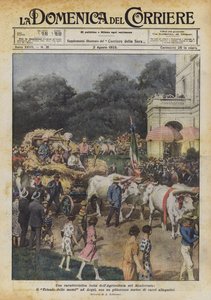 Monferrato'da tipik bir tarım şöleni, Acqui'de ekinlerin zaferi mi? by Achille Beltrame