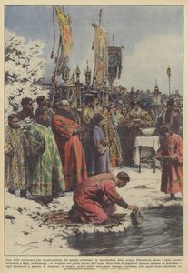 Ortodoks dünyasının en karakteristik törenlerinden biri olan suların kutsanması by Achille Beltrame