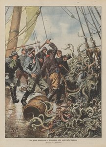 Brittany kıyılarında heyecan verici ve dramatik bir balık avı by Achille Beltrame