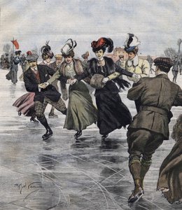 Kış eğlencesi. patenciler 1907