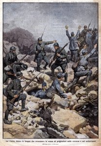 Dünya Savaşı: Carso platosunda (Trentino) İtalyan cephesi ve yeraltındaki mahkumlar. "Domenica del Corriere". 07/1917 (litografi) by Achille Beltrame