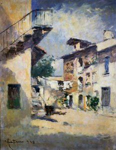 Achille Cattaneo (1872-1931) tarafından rustik avlunun içi. İtalya, 20. yüzyıl. by Achille Cattaneo