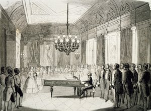 Piyanolu müzikli akşam, Achille Deveria (1800-1857), gravür, Fransa by Achille Devéria