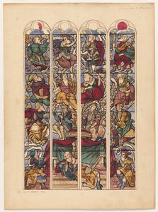 Dört Vitray Pencere Çalışması Généalogie dAbraham, 1844. by Achille Devéria