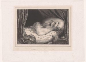 yatakta uyuyan kız Sommeil / Uyku (nesne üzerindeki başlık) by Achille Devéria