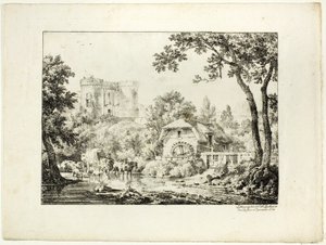 Değirmen ve Kale Manzarası by Achille Etna Michallon