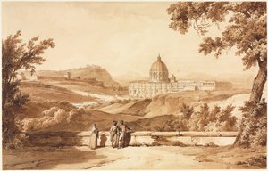 St. Peters manzarası, Roma, c. 1817-1820. by Achille Etna Michallon