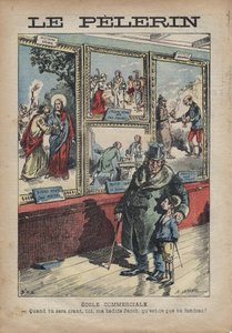 Eylül 1896 tarihli “Le-Pelerin” için Achille Lemot tarafından karikatür antisemit - Ticaret Okulu: hibe olduğunda, sen benim başucum Jacob, neyi böleceksin? by Achille Lemot