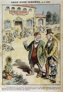 Meslek seçimi: Laique Okulu Üzerine Karikatür - Achile Lemot (1846-1909), 04/04/1909 “” Le Pelerin”de by Achille Lemot