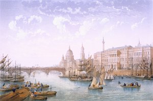 Custom House ve London Bridge, 1862.