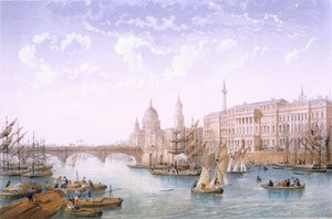 Custom House ve London Bridge, 1862