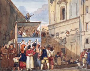 Achille Pinelli (1809-1841), suluboya, detay, İtalya tarafından Aziz Quirico ve Giuditta Roma kilisesinde kukla tiyatrosu by Achille Pinelli