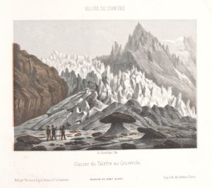 Talèfre buzulunda Couvercle taşının görünümü Glacier du Talèfre au Couvercle (nesnedeki başlık) Chamonix-Mont-Blanc