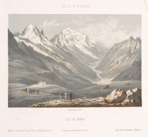 Montenvers yolunda Les Planards köyünün görünümü Les Planaz, chemin du Montanvert (nesne üzerindeki başlık) Chamonix-Mont-Blanc