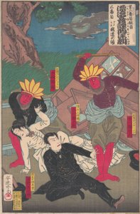 Kızılderililer ve Kubuki Aktörlerini İçeren Kabuki Performansı, 19. Yüzyılın Sonları..