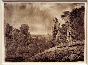 Tobie ve melek. Bakır Üzerinde Güçlü Su, Hercules Seghers (1590-1638) by Adam (after) Elsheimer