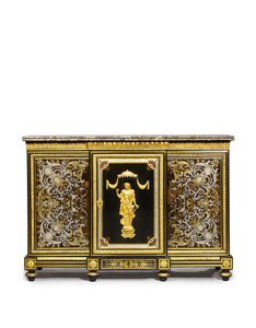 Louis XVI yan dolap, Marchand-Mercier Claude-Francois Julliot tarafından yaptırılan, Louis XIV kakma panelleri içeren, c.1775-1800 (ormolu monte, pirinç ve kalay işlemeli abanoz ve kaplumbağa by Adam (attr. to) Weisweiler