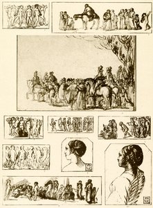 Yuvarlak danslar, baş çalışmaları ve figür grupları by Adam Elsheimer