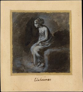 Oturan Genç Kadın, 16. yüzyılın sonu ile 17. yüzyılın başları. by Adam Elsheimer