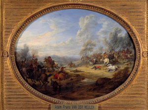 Süvari Şoku Louis XIV yönetimi altında bir savaş. Adam Van der Meulen (1632-1690) Sun tarafından tablo. 0,2x0,27 m by Adam Frans van der Meulen