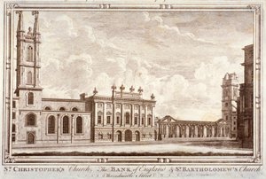İngiltere Merkez Bankası, St Christopher-le-Stocks ve St Bartholomew-by-the-Exchange, Londra, c1775 by Adam Smith