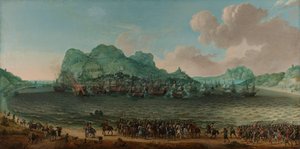 Amiral Jacob van Heemskerck komutasındaki bir donanmanın Cebelitarık yakınlarında İspanyollara karşı kazandığı zafer, 25 Nisan 1607 by Adam Willaerts (signed by artist)