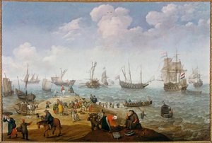 Adam Willaerts (1577-1664) tarafından Balıkçılık Sahne Tablosu 17. yüzyıl Özel koleksiyon